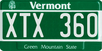 VT license plate XTX360