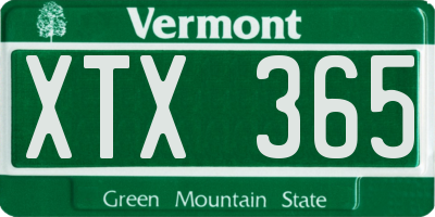 VT license plate XTX365