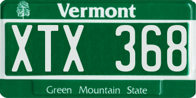 VT license plate XTX368