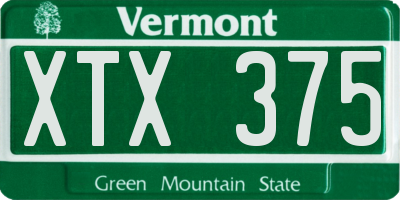 VT license plate XTX375