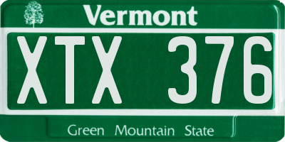 VT license plate XTX376