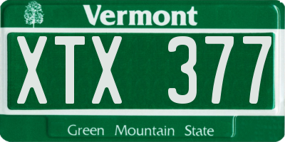 VT license plate XTX377