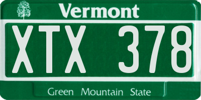 VT license plate XTX378