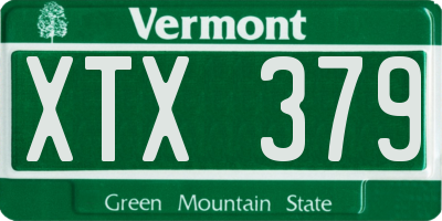 VT license plate XTX379