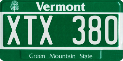 VT license plate XTX380
