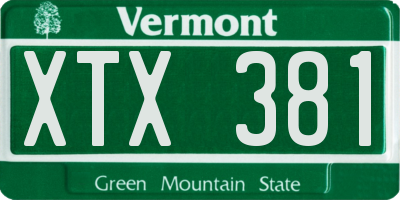 VT license plate XTX381