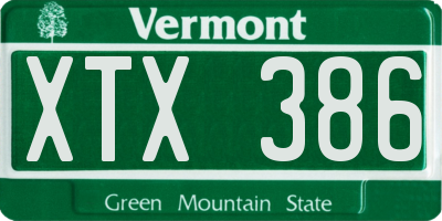 VT license plate XTX386