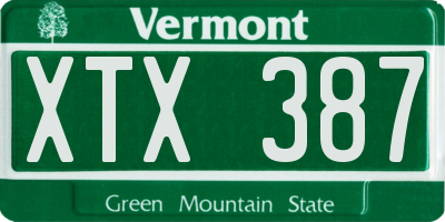 VT license plate XTX387
