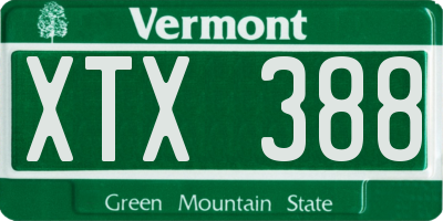 VT license plate XTX388