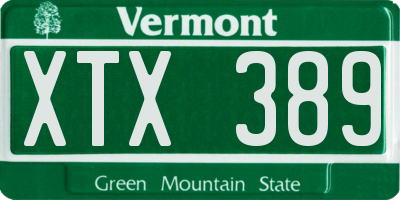 VT license plate XTX389