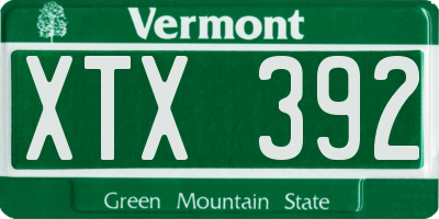 VT license plate XTX392