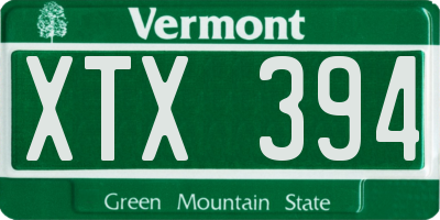 VT license plate XTX394