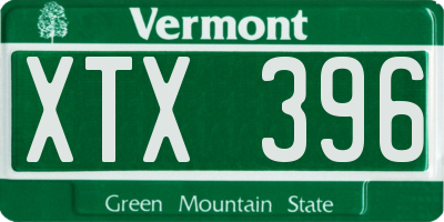 VT license plate XTX396