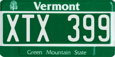 VT license plate XTX399