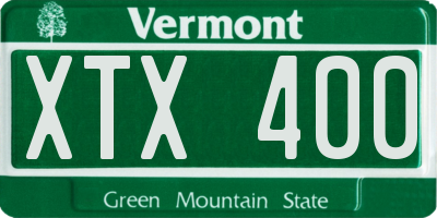 VT license plate XTX400