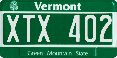 VT license plate XTX402