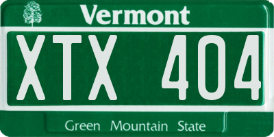 VT license plate XTX404