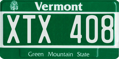 VT license plate XTX408