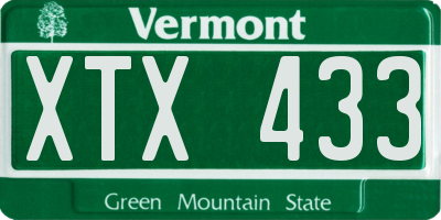 VT license plate XTX433