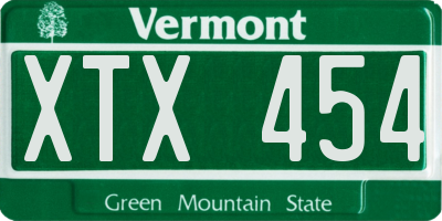 VT license plate XTX454