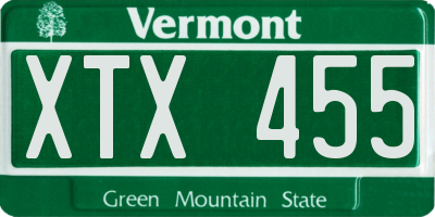VT license plate XTX455