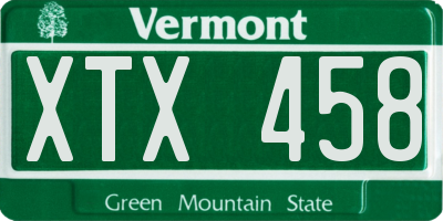 VT license plate XTX458