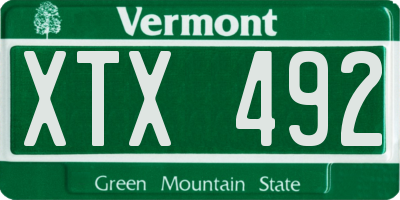 VT license plate XTX492