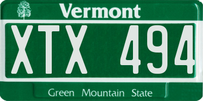 VT license plate XTX494
