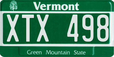 VT license plate XTX498
