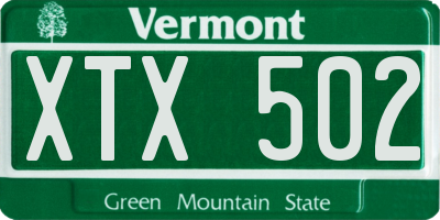 VT license plate XTX502