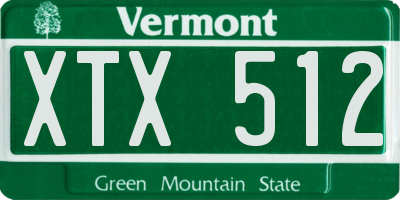 VT license plate XTX512