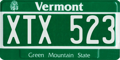 VT license plate XTX523