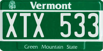 VT license plate XTX533