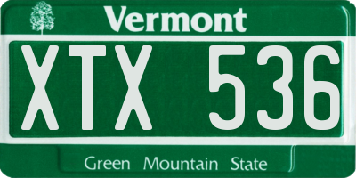 VT license plate XTX536