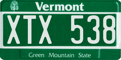 VT license plate XTX538