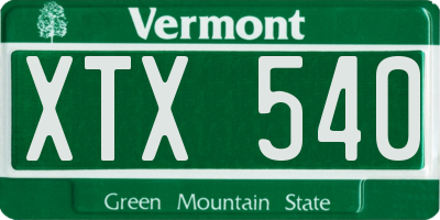 VT license plate XTX540