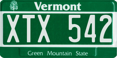 VT license plate XTX542