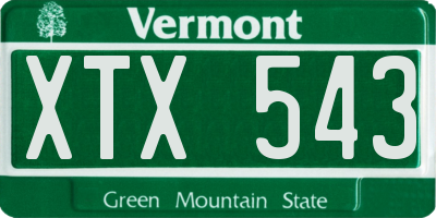 VT license plate XTX543