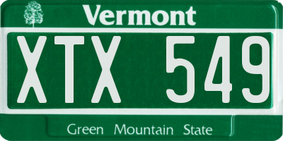 VT license plate XTX549