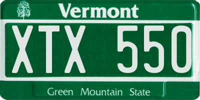 VT license plate XTX550