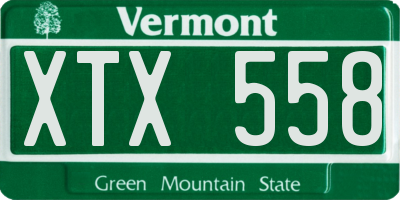 VT license plate XTX558
