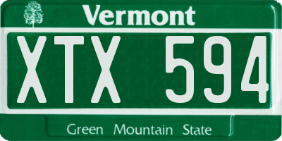 VT license plate XTX594