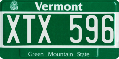 VT license plate XTX596