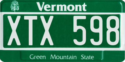 VT license plate XTX598