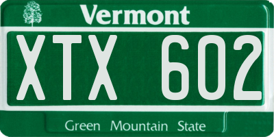VT license plate XTX602