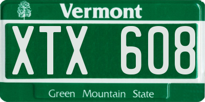 VT license plate XTX608