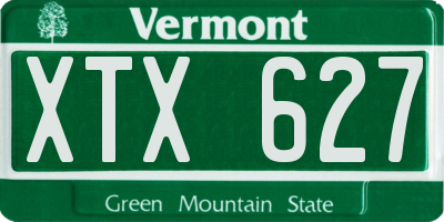 VT license plate XTX627