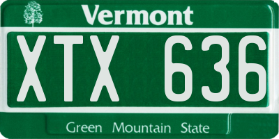 VT license plate XTX636