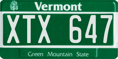 VT license plate XTX647