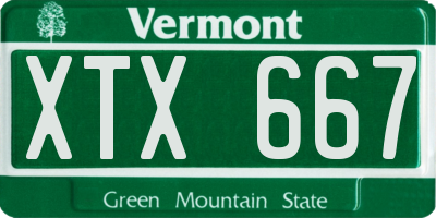 VT license plate XTX667